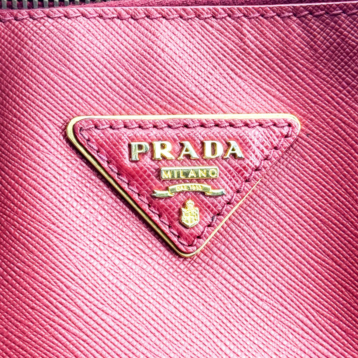 Prada Double Zip Lux Vernice Saffiano Leather, Red, Leather, Tote Bag