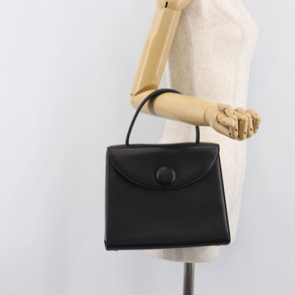 Valentino Garavani Top Handle Flap Leather, Black, Leather, Handbag