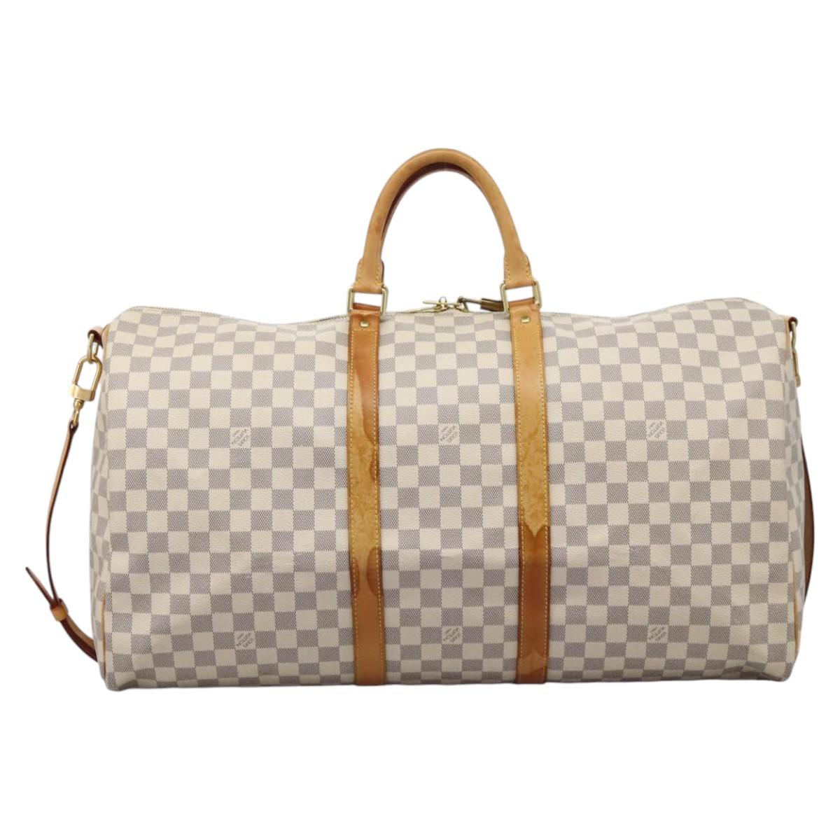 Louis Vuitton Keepall Bandoulière 55, White, Canvas, travel