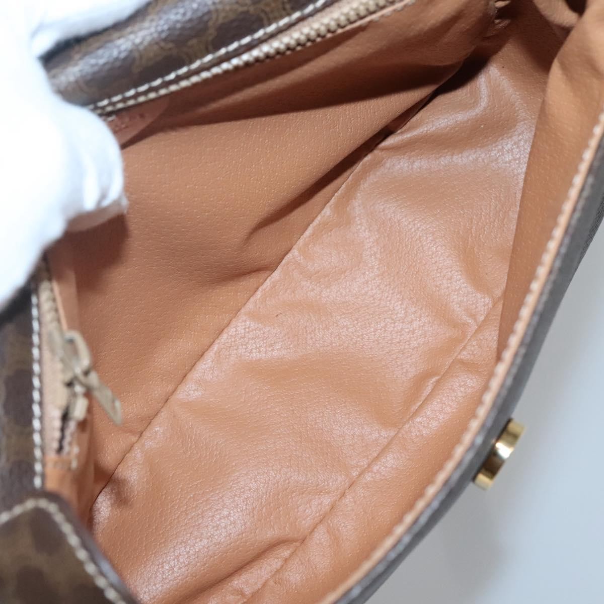 Celine Vintage Macadam Canvas and Leather, Brown, Canvas, Shoulder Bag