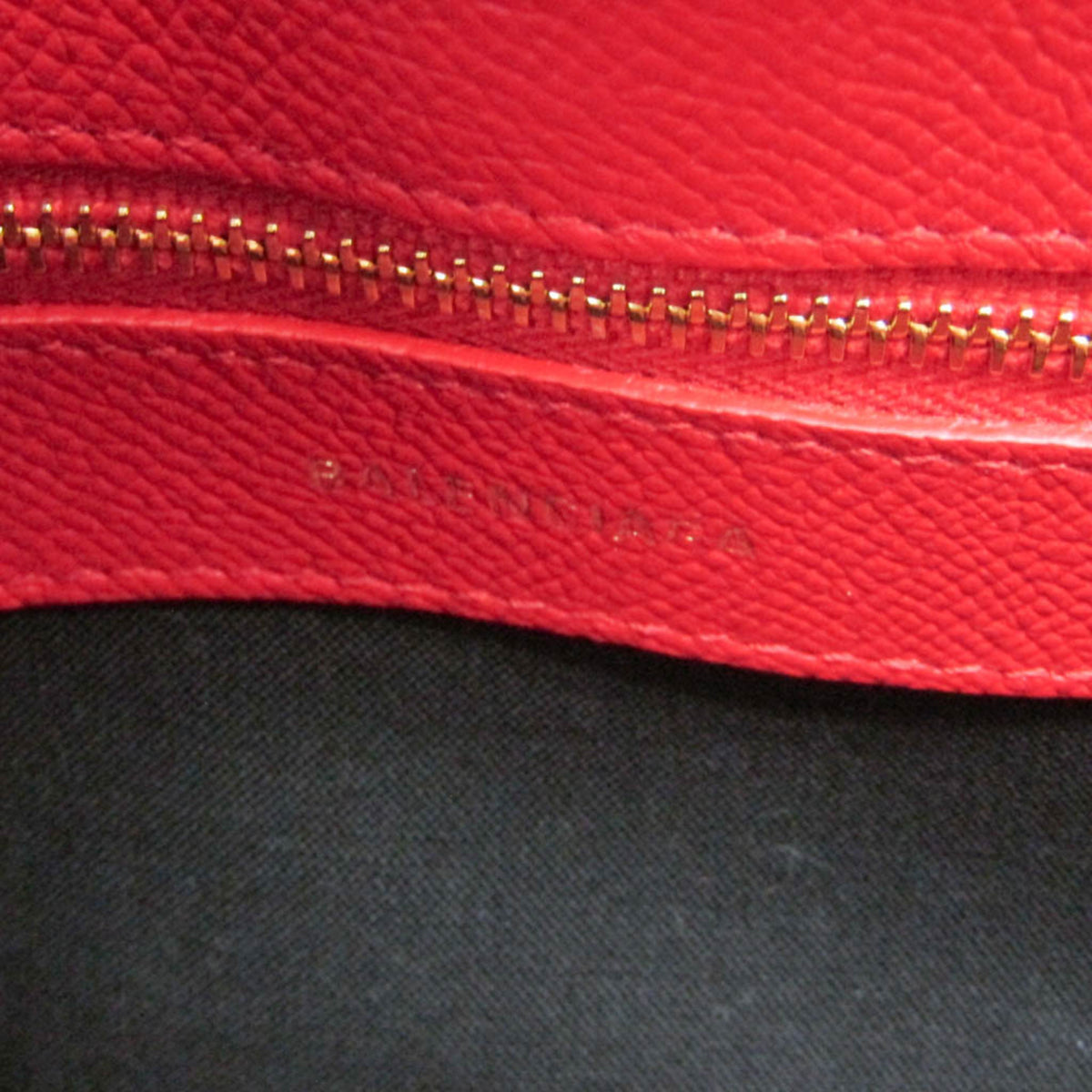 Balenciaga Logo Ville Leather, Red, Leather, Handbag