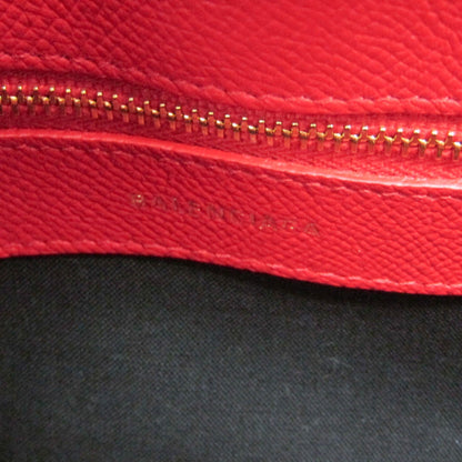 Balenciaga Logo Ville Leather, Red, Leather, Handbag