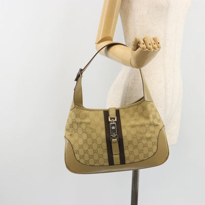 Gucci Web Jackie O Hobo GG Canvas, Beige, Canvas, Shoulder Bag