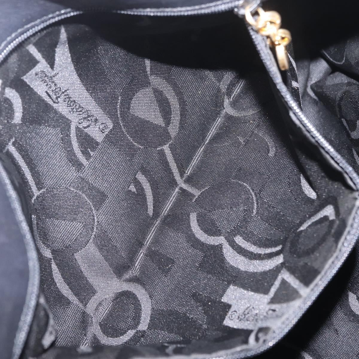 Salvatore Ferragamo Vala Chain Canvas, Black, Canvas, Shoulder Bag