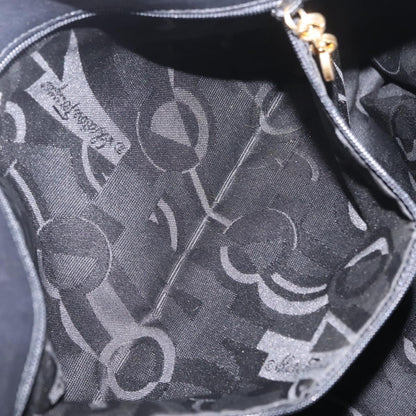 Salvatore Ferragamo Vala Chain Canvas, Black, Canvas, Shoulder Bag