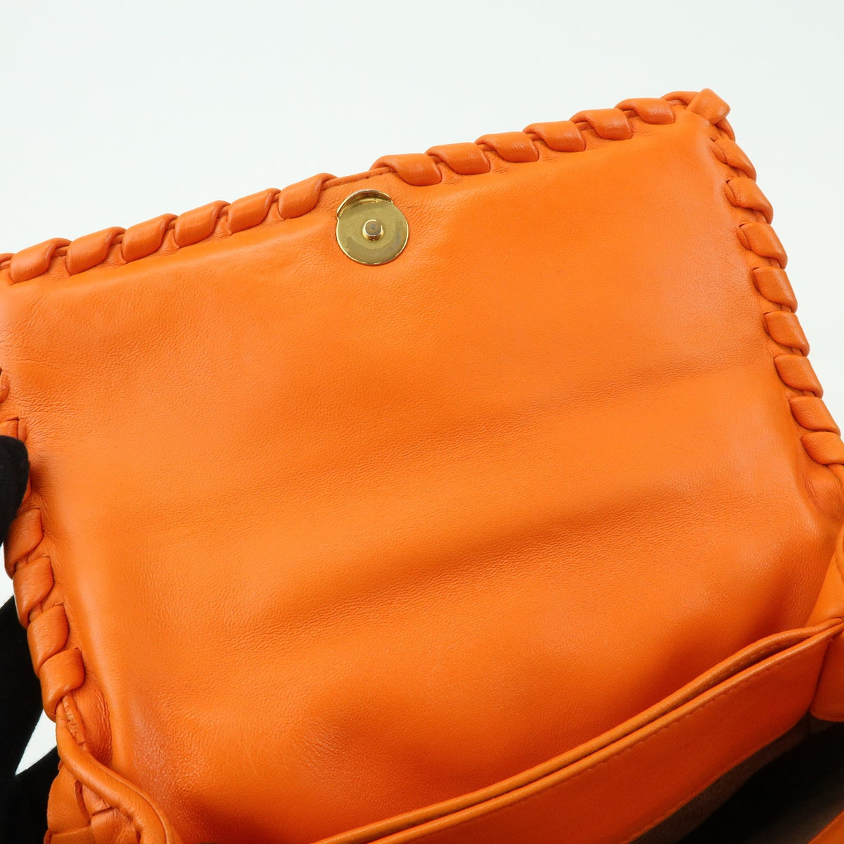 Bottega Veneta Olimpia Intrecciato Nappa, Orange, Leather, Crossbody Bag