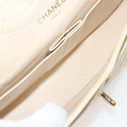 Chanel Vintage Square Classic Double Flap Bag Quilted Leather, BEIGE, LEATHER, Shoulder bag