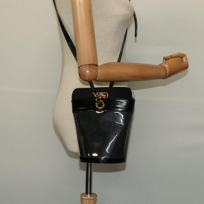 Salvatore Ferragamo Gancini Leather, Black, Leather, Shoulder Bag