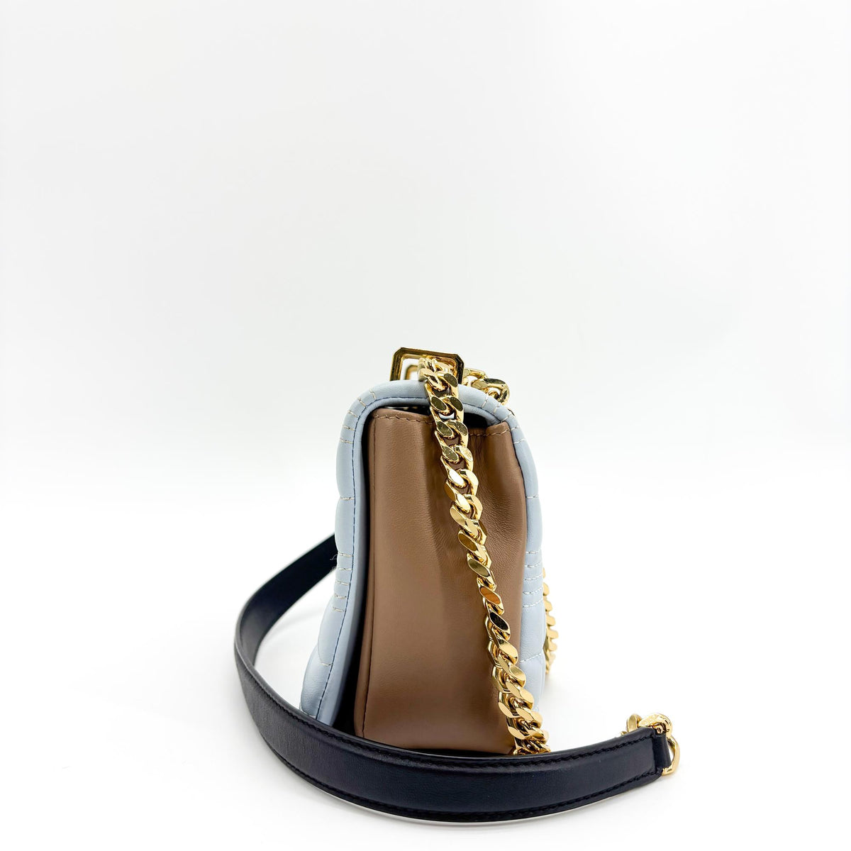 Burberry Lola Camera Quilted Leather, Blue, Leather, Handbag