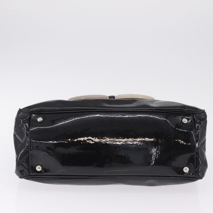 Chanel Lipstick Open Patent Vinyl, Black, Patent Leather, Tote Bag
