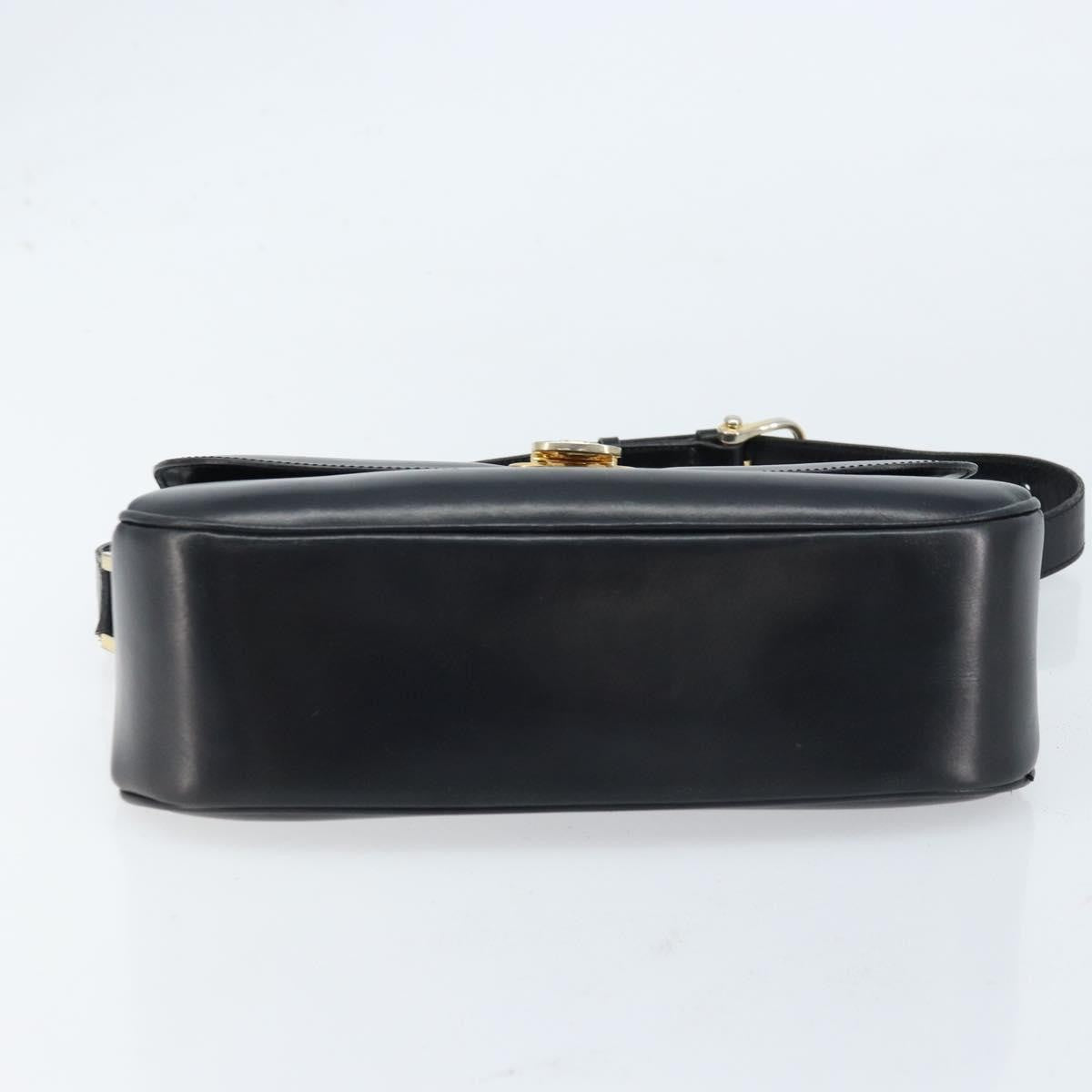 Celine Shoulder Leather, Black, Leather, Shoulder Bag