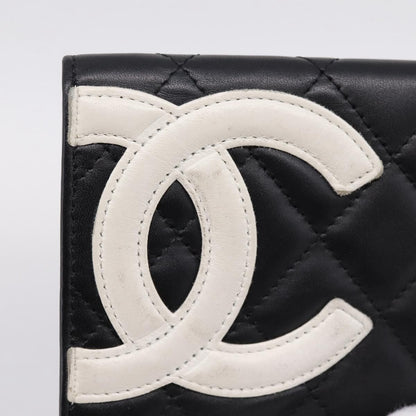 Chanel Cambon Flap Card Case Quilted Lambskin, Black, Leather, Card Holder