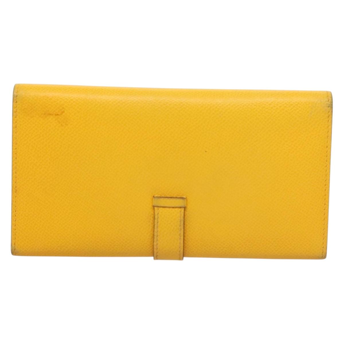 Hermès Béarn, Yellow, Leather, wallet