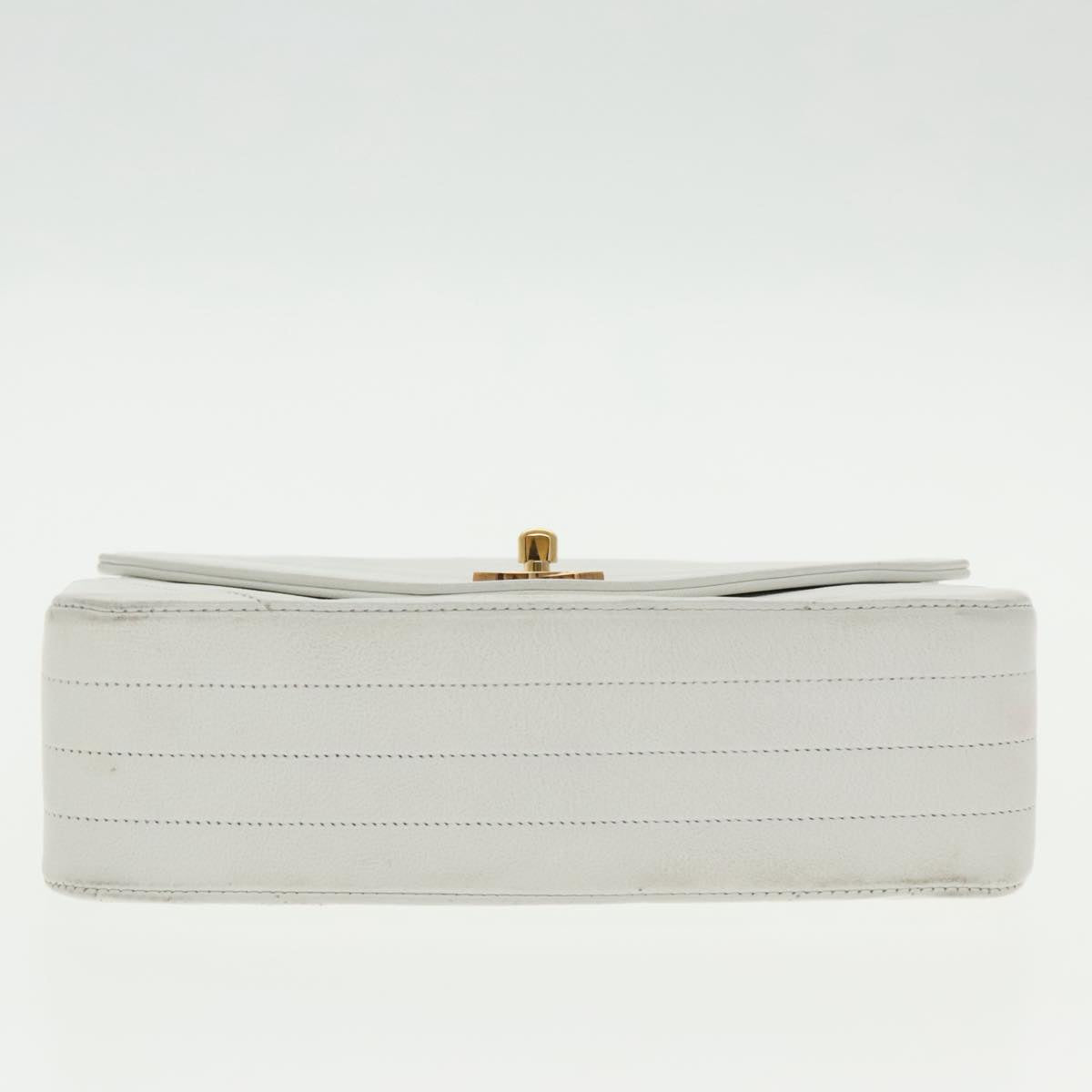 Chanel Demi Lune, White, Leather, shoulder