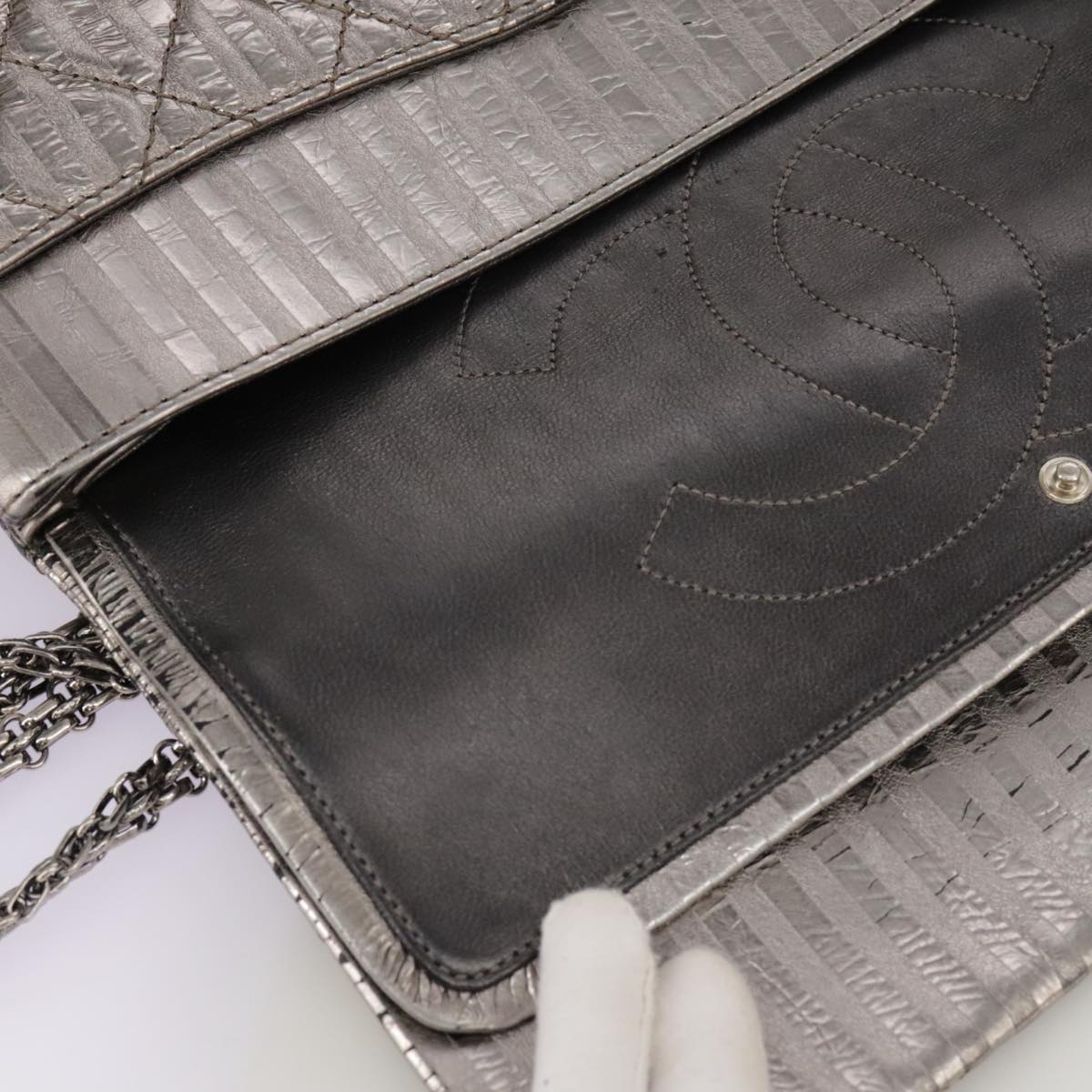 "Chanel 2,55", Silver, Leather, shoulder