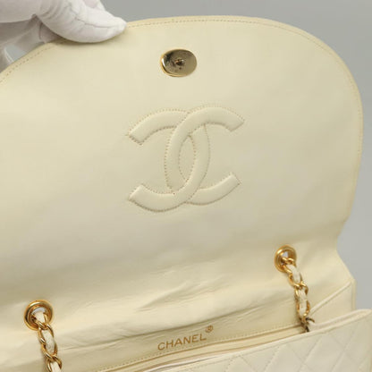 Chanel Demi Lune, White, Leather, shoulder