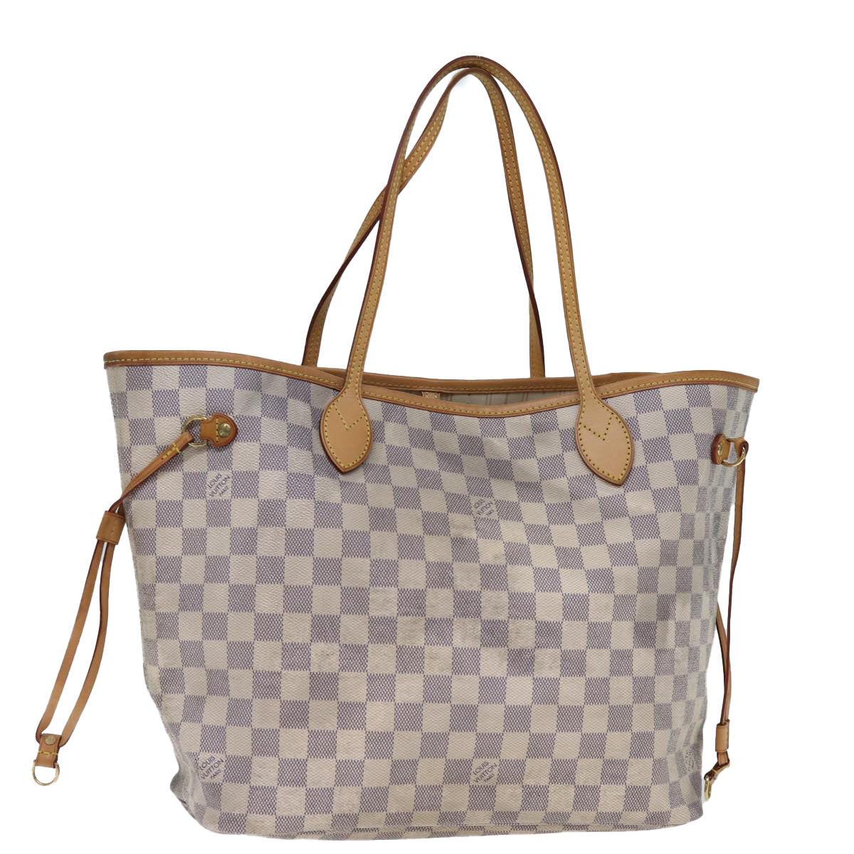 Louis Vuitton Neverfull MM, White, Canvas, tote