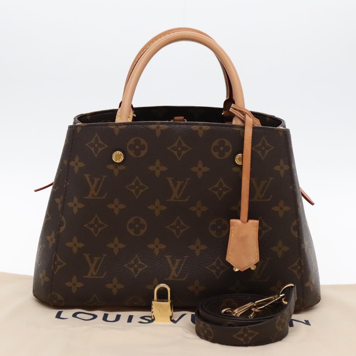 Louis Vuitton Montaigne, Brown, Canvas, handbag