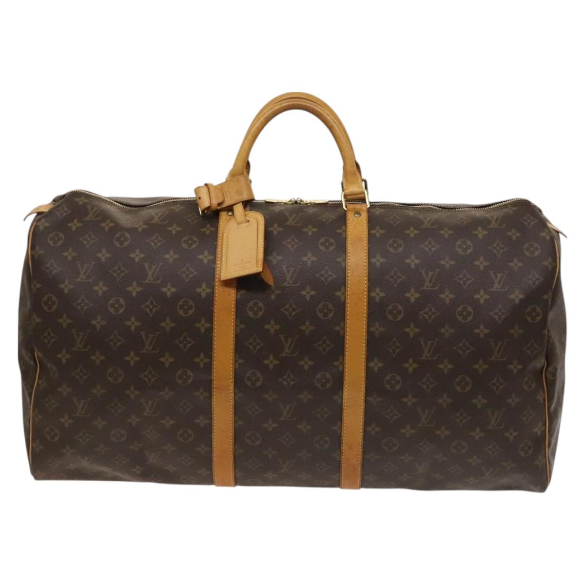 Louis Vuitton Keepall 60, Brown, Canvas, travel