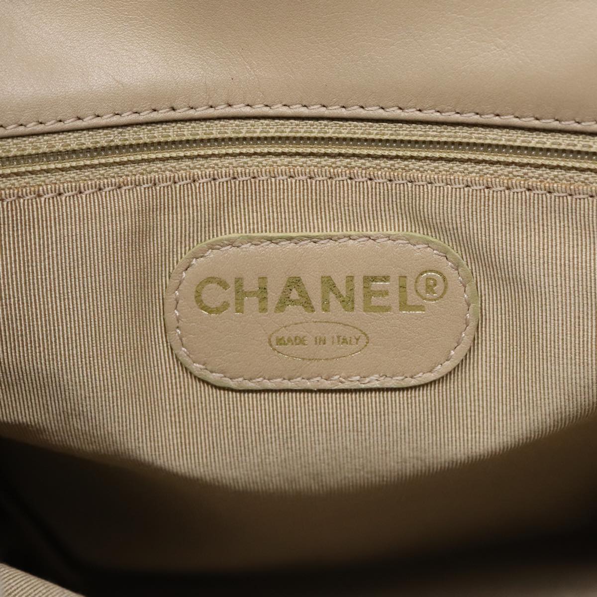 Chanel Cc, Beige, Canvas, handbag