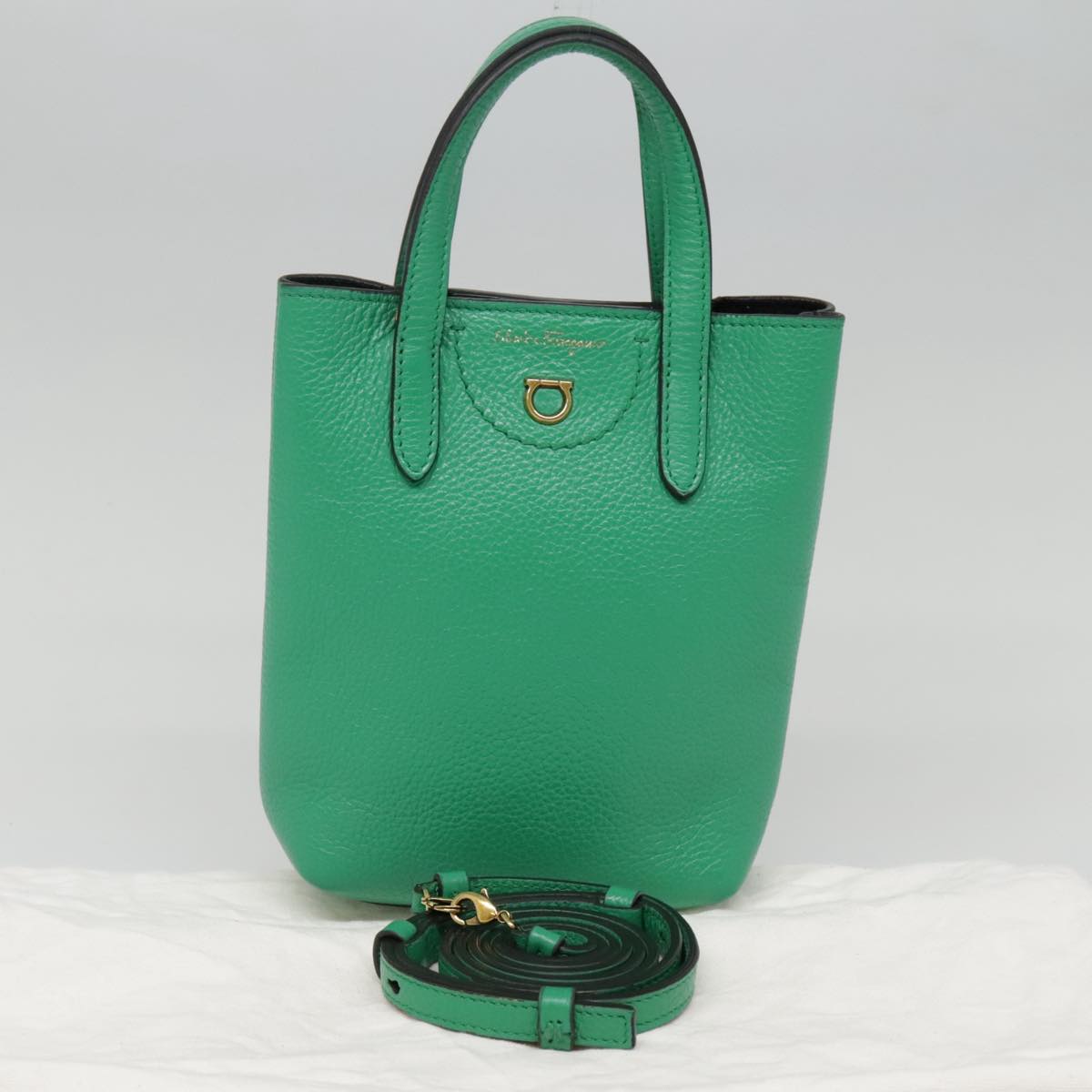 Salvatore Ferragamo Gancini, Green, Leather, handbag