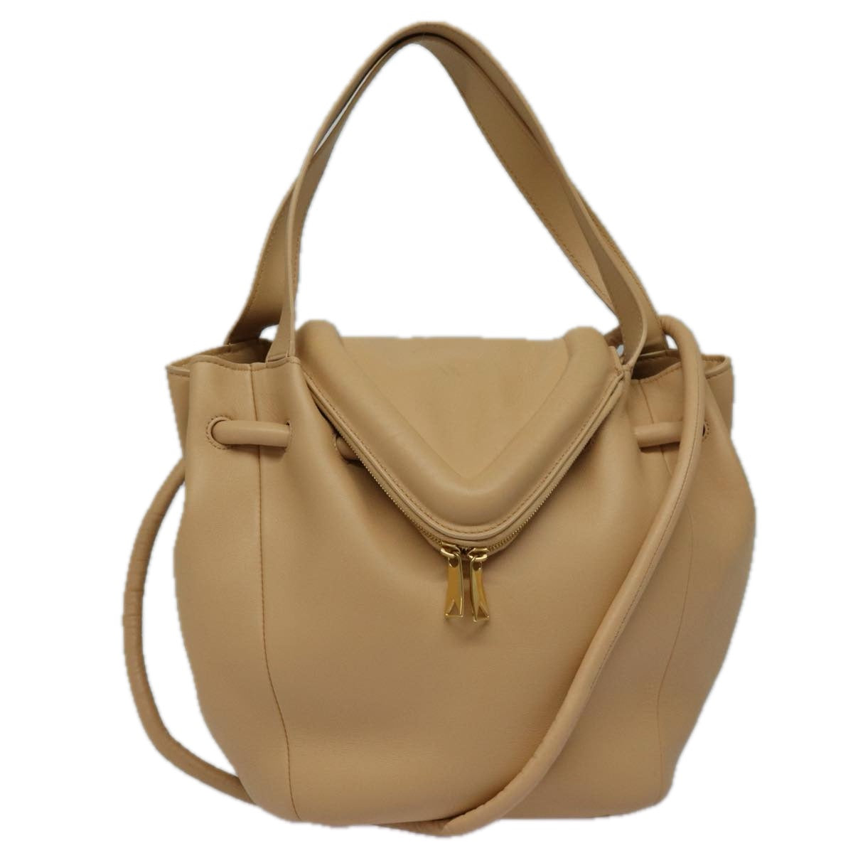 Bottega Veneta Beak, Beige, Leather, handbag