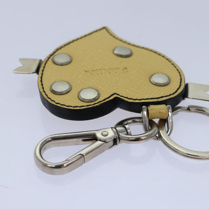 Prada Charm Logo Key Ring Saffiano Leather, YELLOW, LEATHER, Charms and Keychains