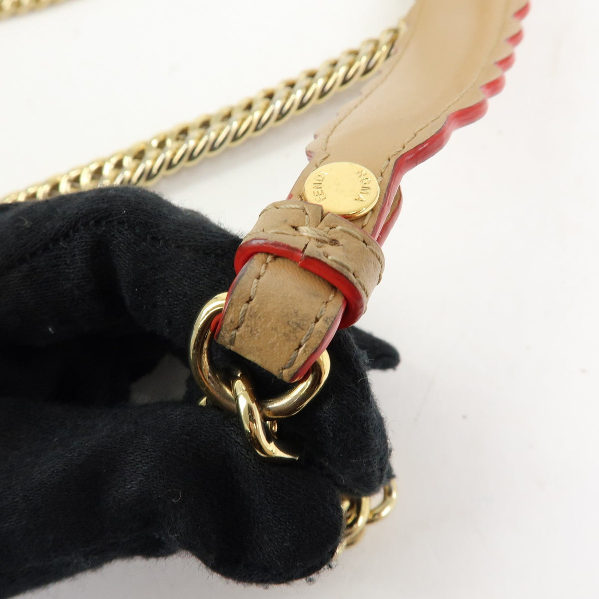 Fendi Kan I Leather, Beige, Leather, Shoulder Bag