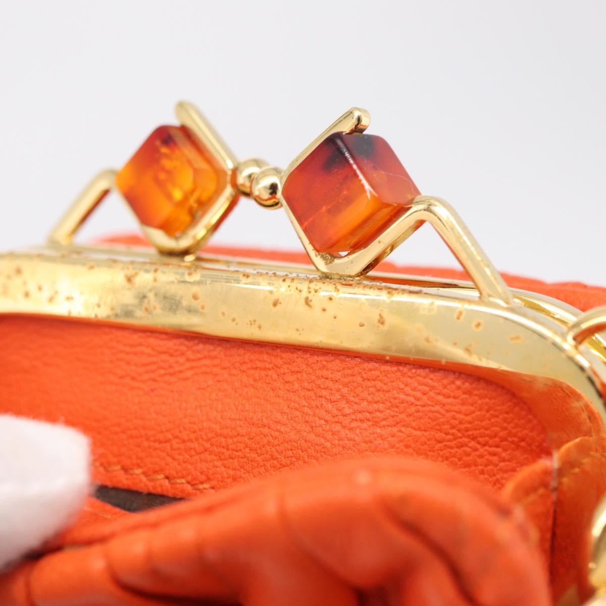 Miu Miu Sword wallet Charm Leather Matelasse, Orange, Leather, Crossbody Bag
