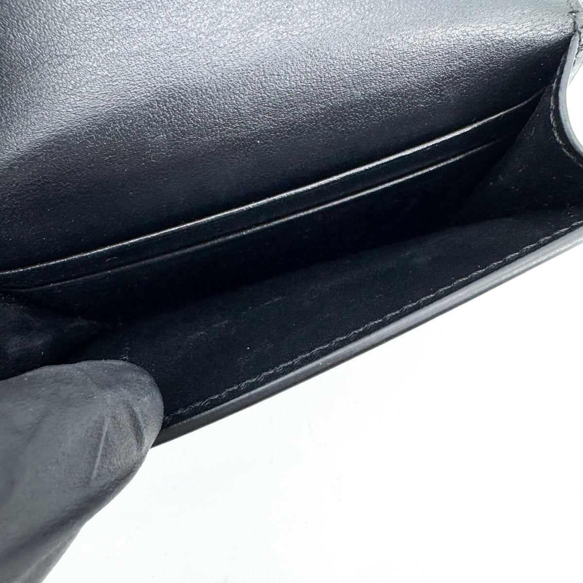 Celine Triomphe Card Case Leather, Black, Leather, Card Holder
