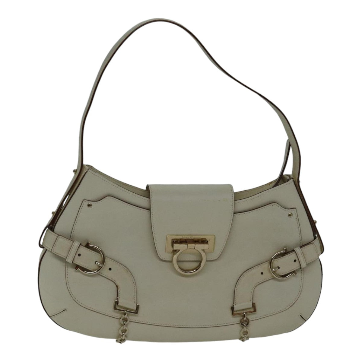 Salvatore Ferragamo Gancini, Beige, Leather, shoulder