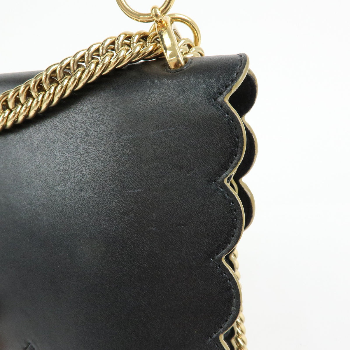 Fendi Kan I Leather, Black, Leather, Shoulder Bag