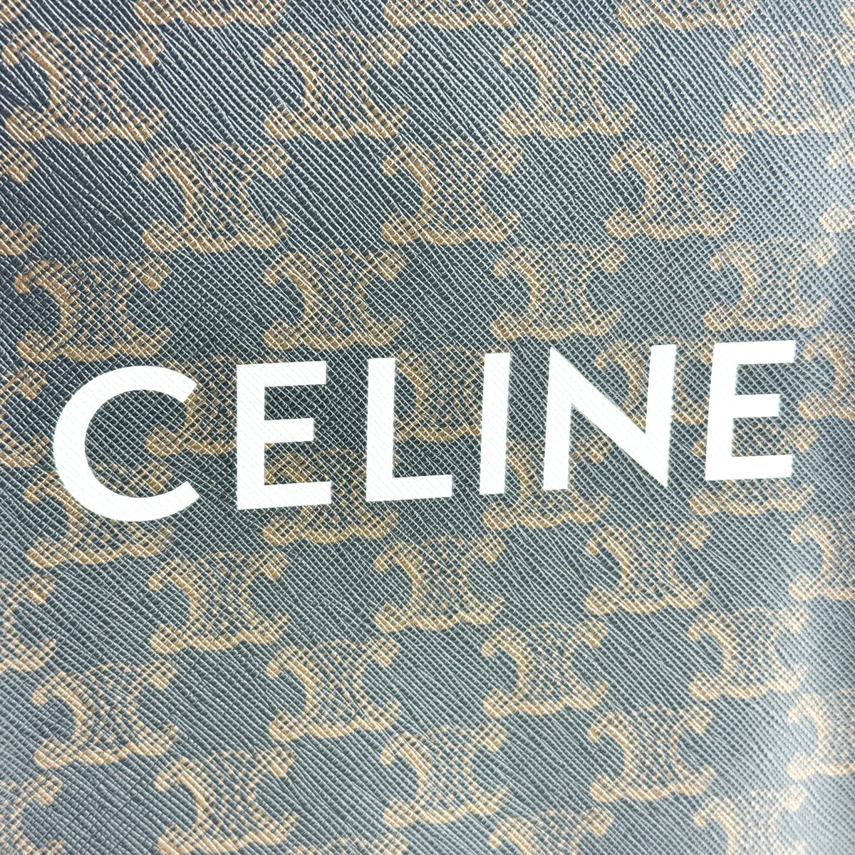 Celine Vertical Cabas Triomphe Coated Canvas, Black, Canvas, Tote Bag