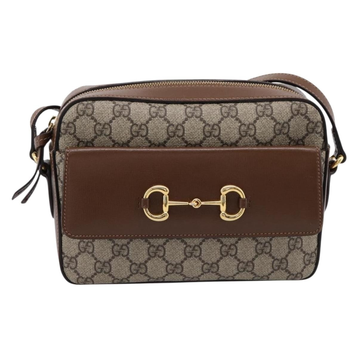 Gucci Horsebit 1955 Flap Pocket Camera GG Coated Canvas and Leather, Beige, Canvas, Shoulder Bag