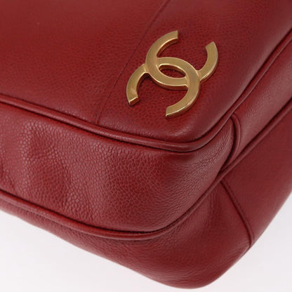 Chanel Vintage Metal CC Caviar, Red, Leather, Shoulder Bag