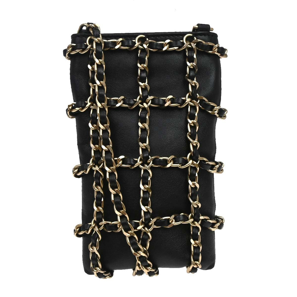 Chanel Tech Me Out Clutch With Chain Lambskin, Black, Leather, Clutch