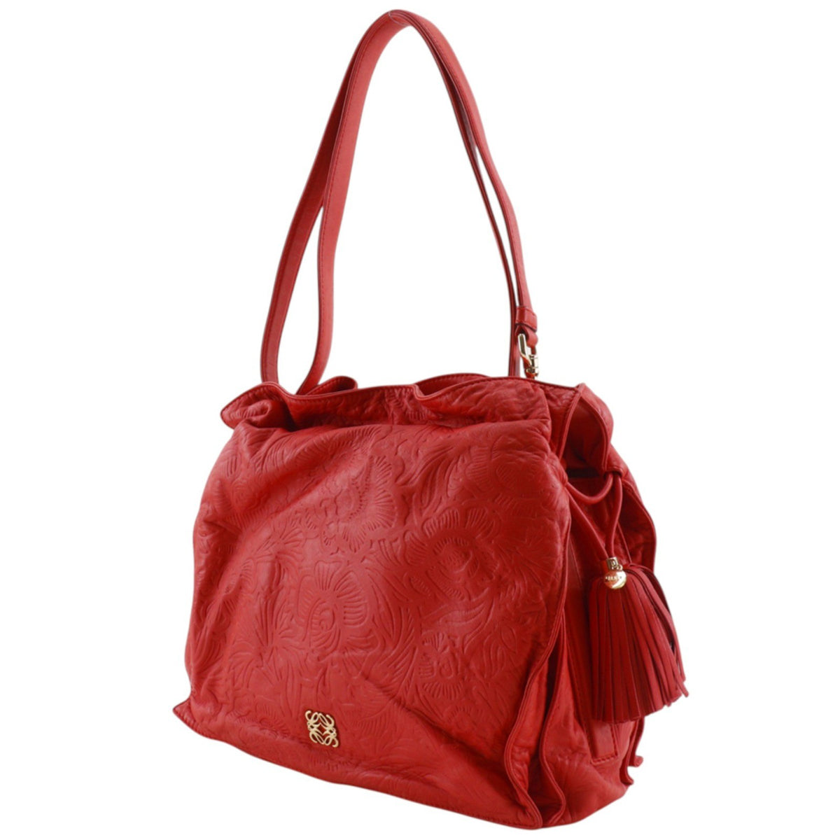 Loewe Flamenco Leather, Red, Leather, Shoulder Bag