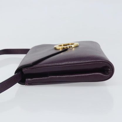 Celine Circle Logo Leather, Purple, Leather, Shoulder Bag