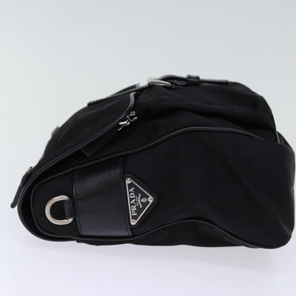 Prada Buckle Messenger Tessuto, Black, Nylon, Shoulder Bag