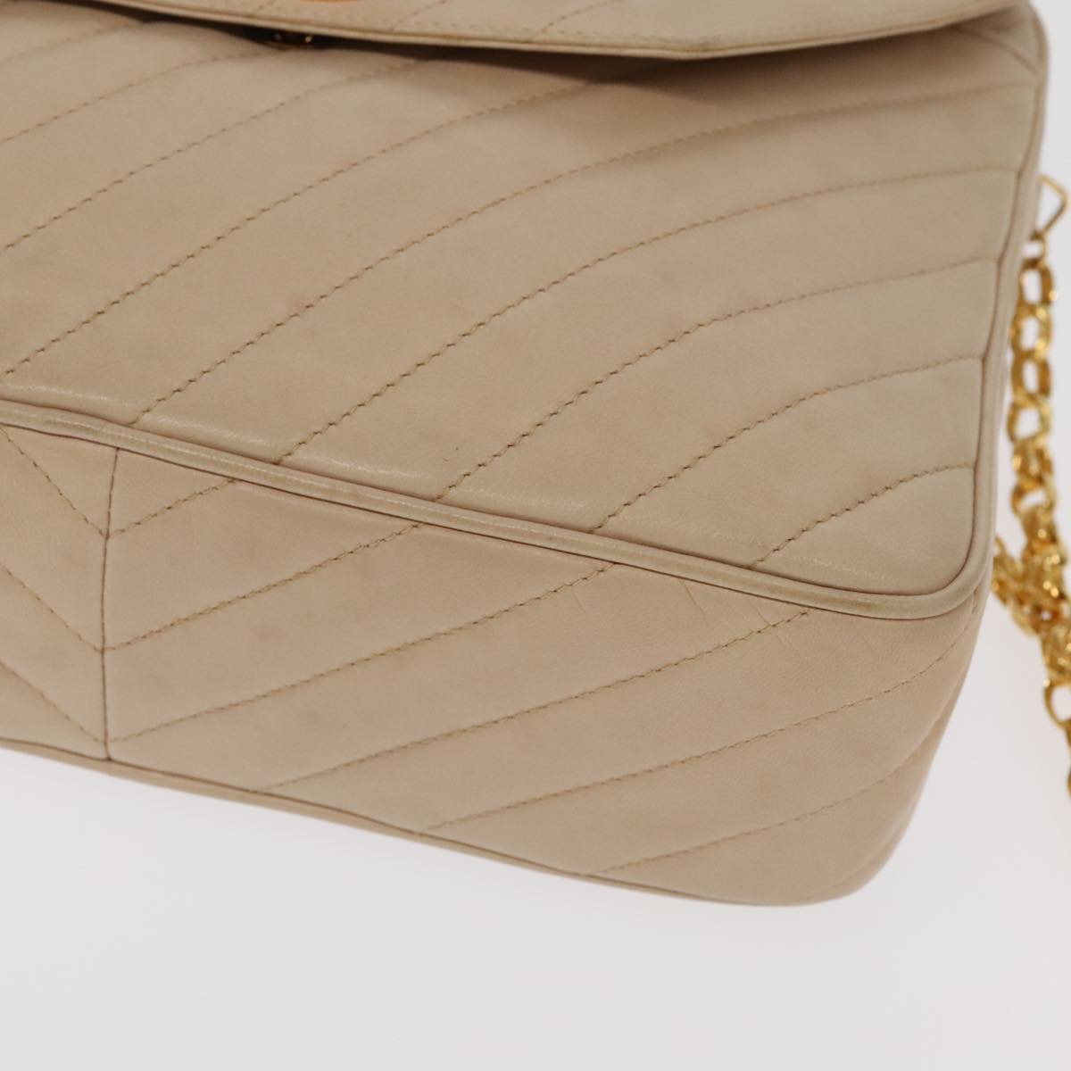 Chanel Coco Mark, Beige, Leather, shoulder