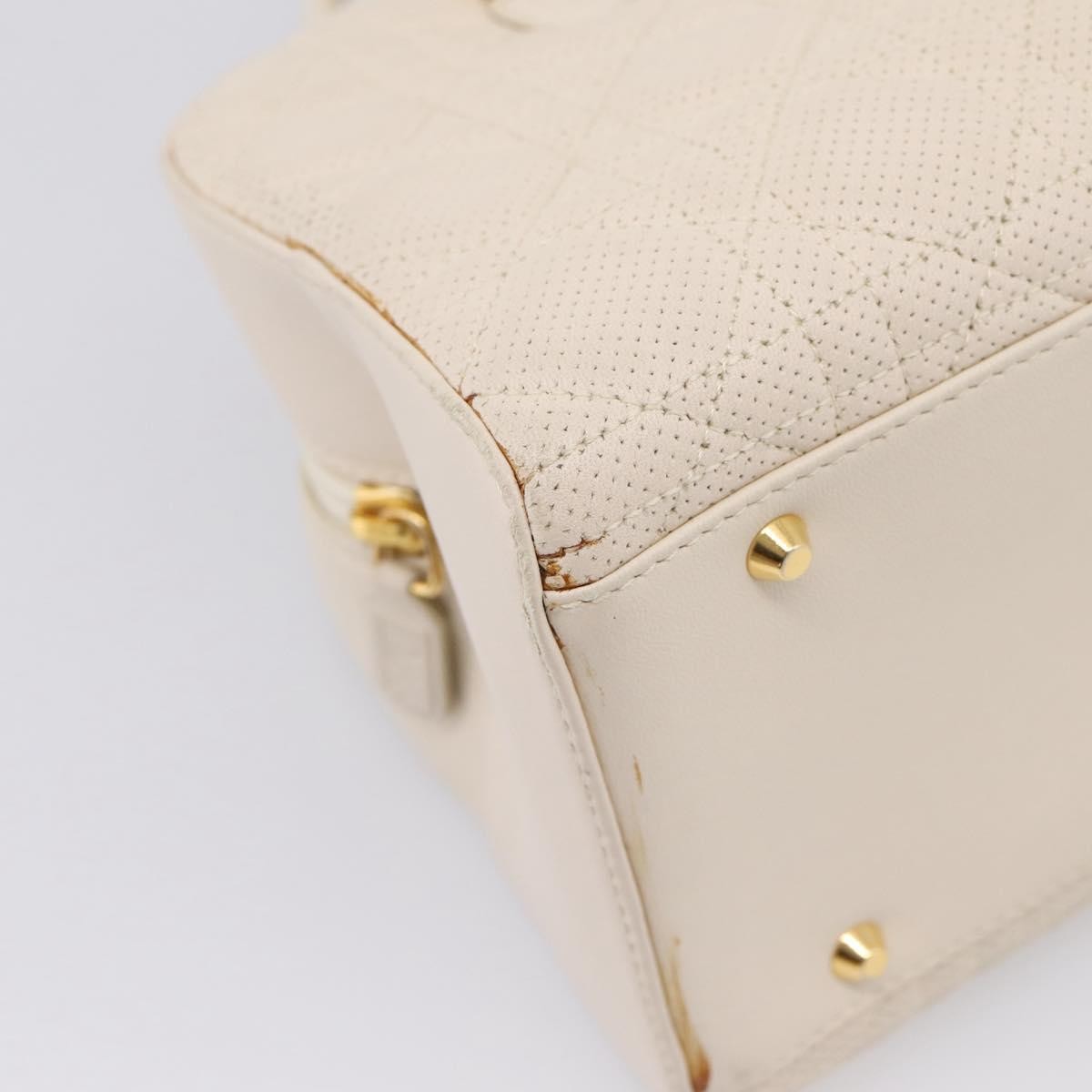 Christian Dior Vintage Leather, White, Leather, Tote Bag