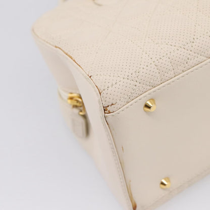Christian Dior Vintage Leather, White, Leather, Tote Bag