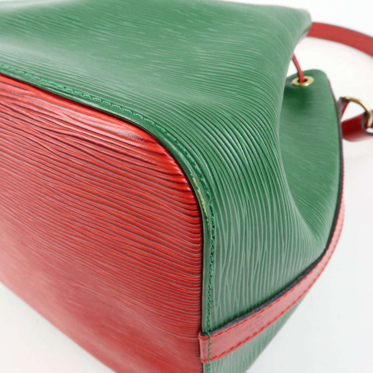 Louis Vuitton Bicolor Petit Noe Epi Leather, Green, Leather, Handbag
