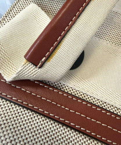 Chloe Woody Leather, Beige, Canvas, Tote Bag
