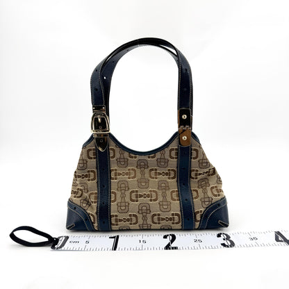 Gucci Horsebit GG Canvas and Leather, Beige, Canvas, Shoulder Bag