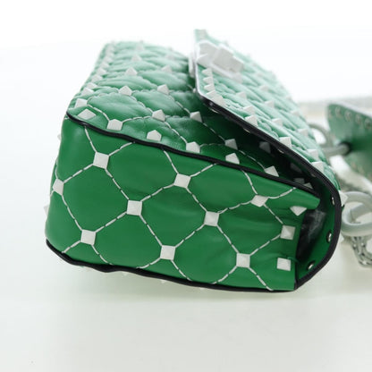 Valentino Garavani Free Rockstud Spike Flap Quilted Leather, Green, Leather, Handbag