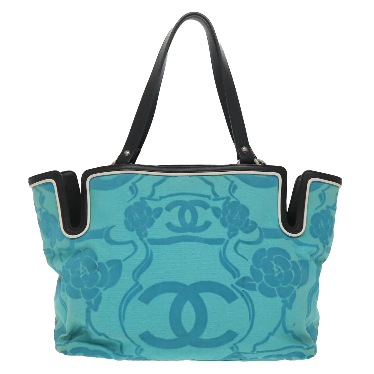 Chanel Cc, Turquoise, Canvas, tote