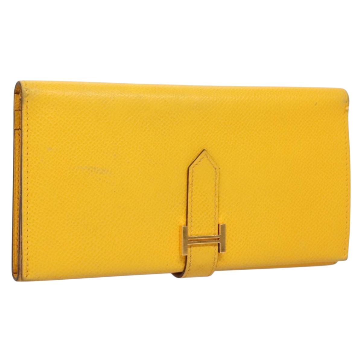 Hermès Béarn, Yellow, Leather, wallet