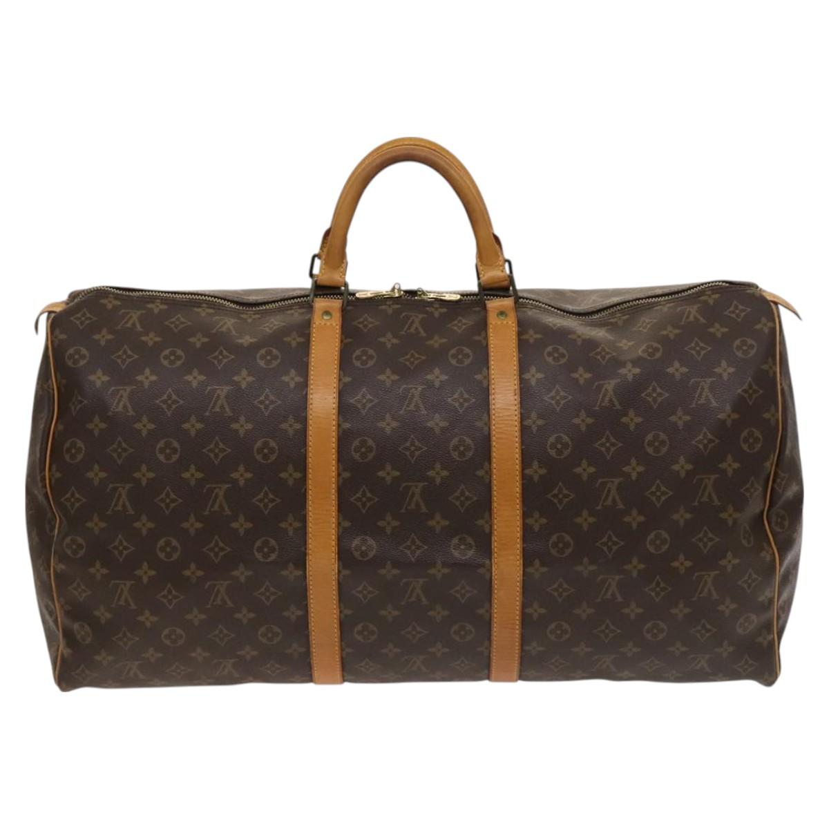 Louis Vuitton Keepall 60, Brown, Canvas, travel