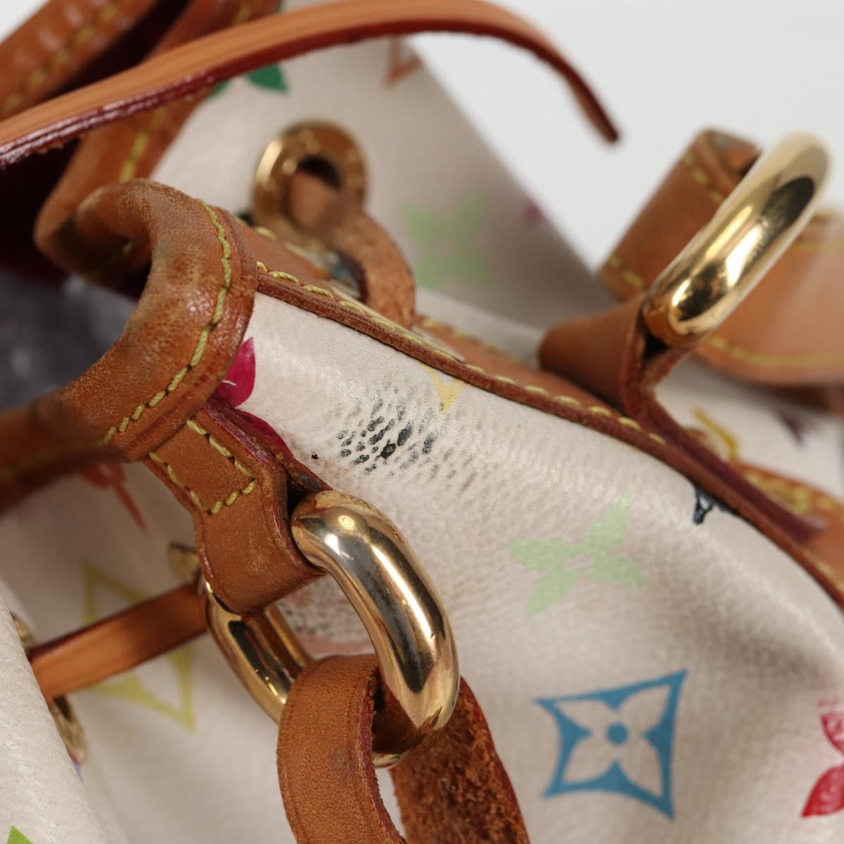 Louis Vuitton Petit Noé, White, Canvas, shoulder